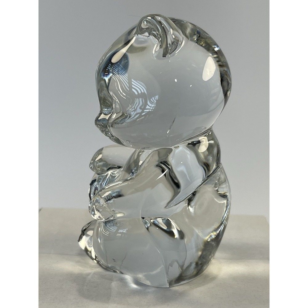 Fenton Glass Teady Bear Crystal Clear Art Collectible Figurine 3.5" Paperweight - Picture 3 of 8